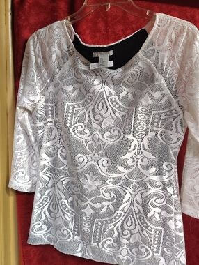 Aria White Lace Overlay Top with Black Inner Camisole